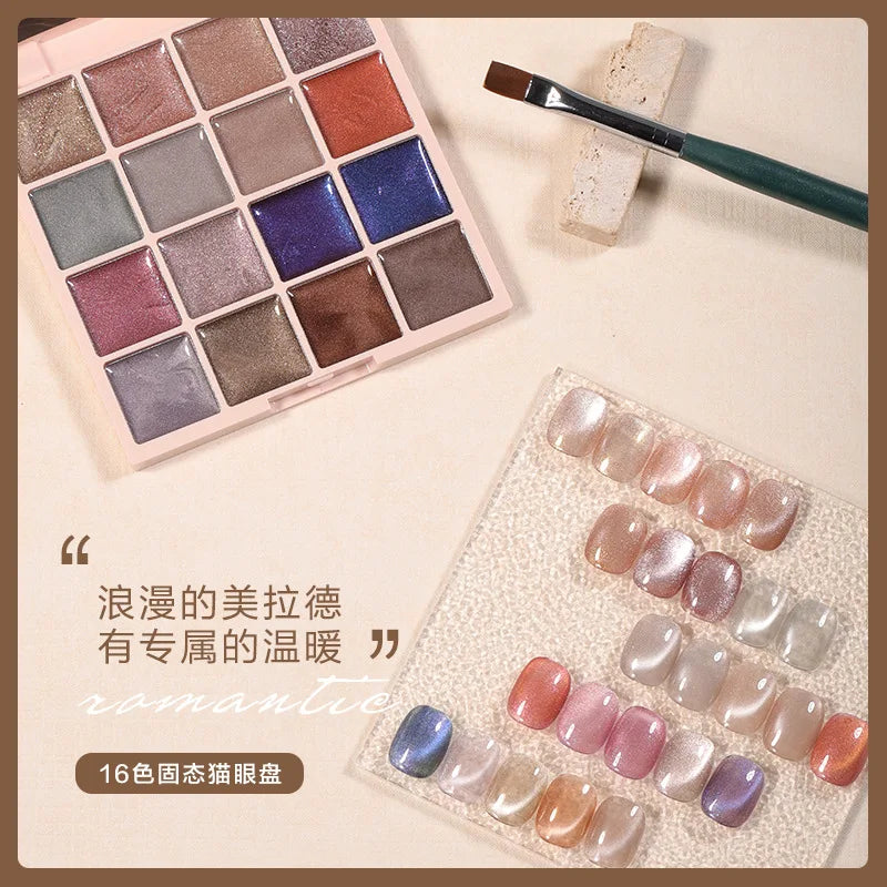2025 16 Colors Maillard White Cat Eye Solid Cream Varnish Gel Polish Gel Solid Nail Gel Palette Paint Nail Art UV Gel With Tools