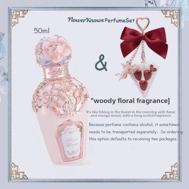 Flower Knows Strawberry Rococo Series Makeup Set Glitter Matte Eyeshadow Palette Blusher Power Velvet Lipstick Kit Perfume Set