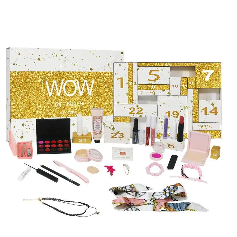 24 Days of Christmas Countdown Calendar box 24pcs girl makeup set All In One Makeup Kit Eyeshadow Lipstick Lip Gloss Foundation