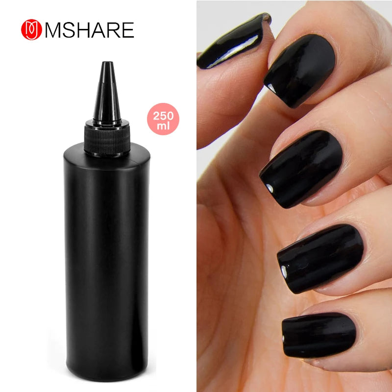 MSHARE 250ml Black White Nail Color Colour Milky White Gel Polish Semi Permanent Varnish Soak Off UV LED Nails