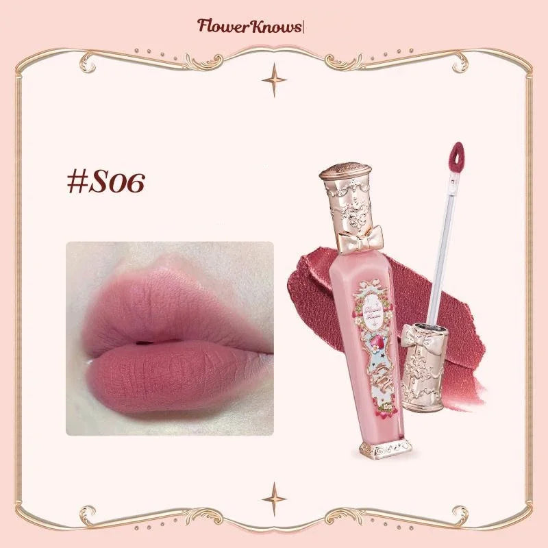 Flower Know Strawberry Rococo Cloud Liquid Lipstick Cream Lip Glaze Matte Milk Tea korean Makeup Long Lasting Lipgloss