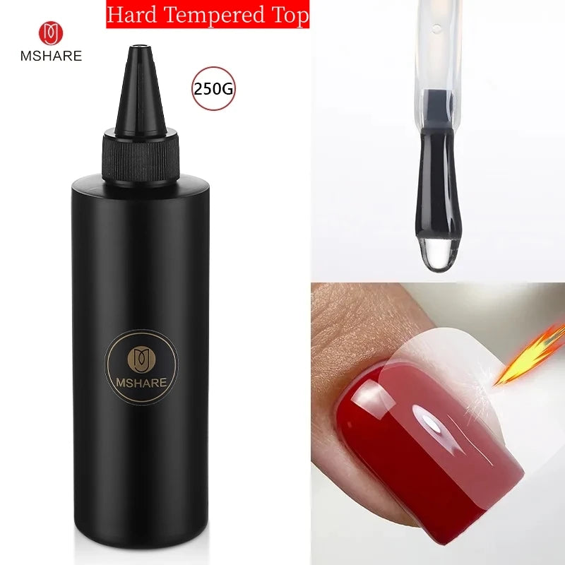 MSHARE Clear Rubber Base Gel Coat Thicker Nails Strengthen Alignment Base Soak Off 250ML Level Up