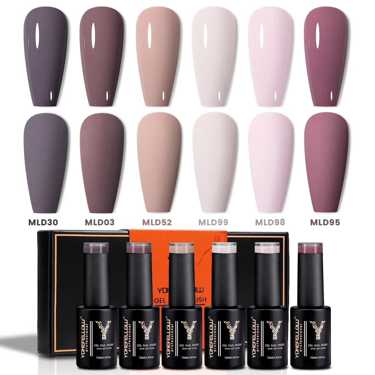 YOKEFELLOW Gel Nail Polish Set 10ml 6Pcs Green Soak Off UV LED Cure Gel Varnish for Nail Art Manicure DIY St. Patrick's Day