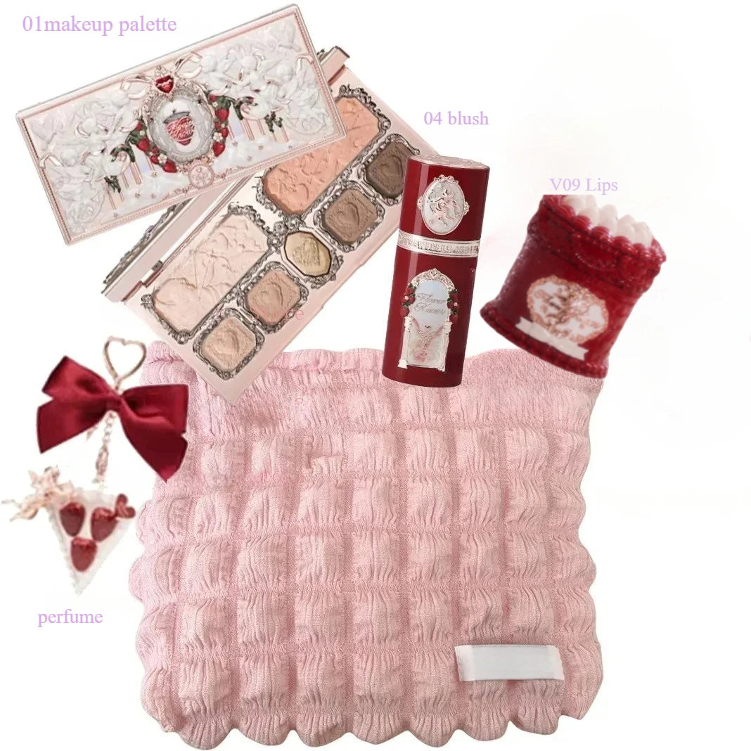 Makeup Set Flower Knows Swan Ballet Series Six Color Eyeshadow Palette Embossed Blusher Shine Lipstick Kit Maquiagem With Bag