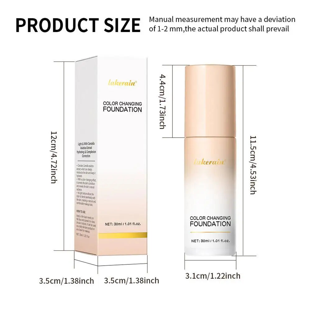 Color Changing Liquid Foundation Centella Asiatica Essence Long-lasting Moisturizing Nude Makeup Light Liquid Foundation Cosmeti