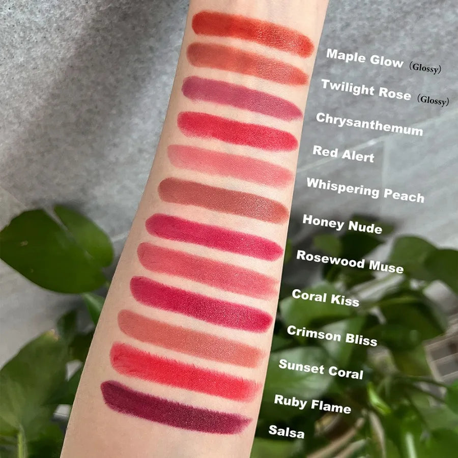 Custom 12colors Matte Lipstick Long Lasting Non-fading Waterproof Non Stick Cup Easy To Wear Sexy Velvet Lipstick Bulk Makeup