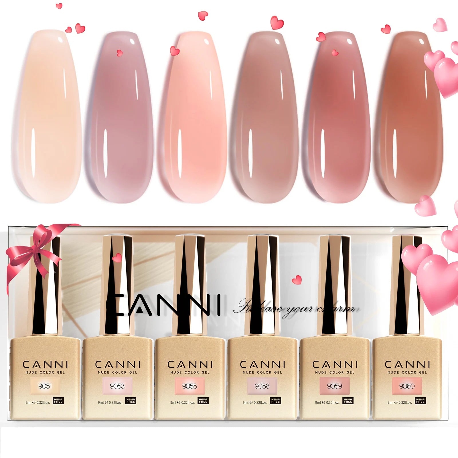 Upgraded HEMA FREE CANNI Nail Gel Polish Kit Light Purple Collection Jelly Pink Natural French Nail Design Soak Off UV LED Nails