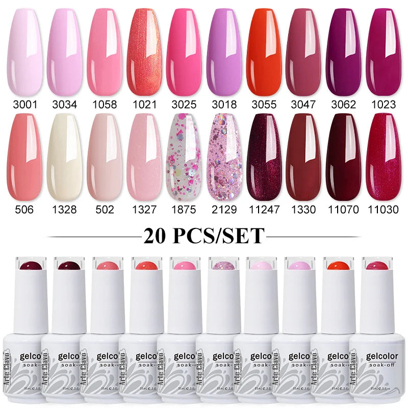 Arte Clavo 10/12/20pcs Gel Nail Polish Set 116 Colors Manicure Semi Permanent Soak Off UV  LED Design Nail Art Gel Varnish Kit