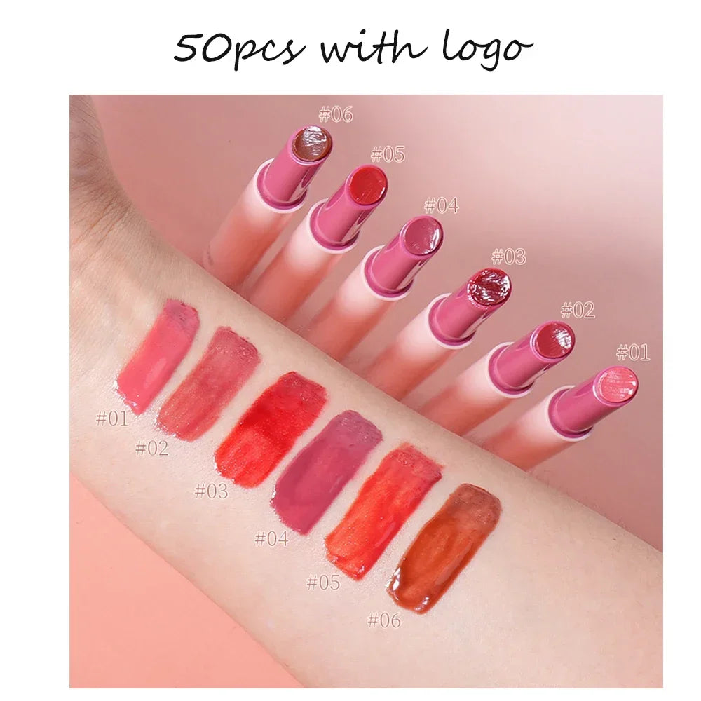 Custom 6colors Press Type Lipstick Pen Long-lasting Watery Moisturizing Hydrating Non Stick Cup Lightweight Easy To Wear Makeup