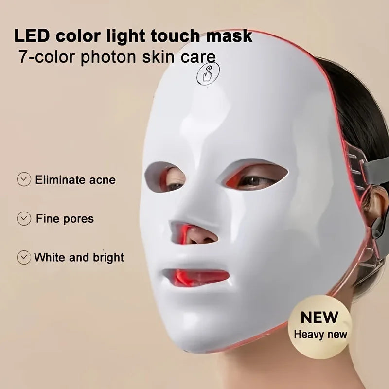 7-Color LED Photon Face Mask, Red Light Therapy Anti-Aging & Neck Firming Device, Wrinkle Reduction &Relaxing Skincare Treatment