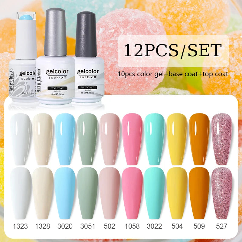 Arte Clavo 10/12/20pcs Gel Nail Polish Set 116 Colors Manicure Semi Permanent Soak Off UV  LED Design Nail Art Gel Varnish Kit