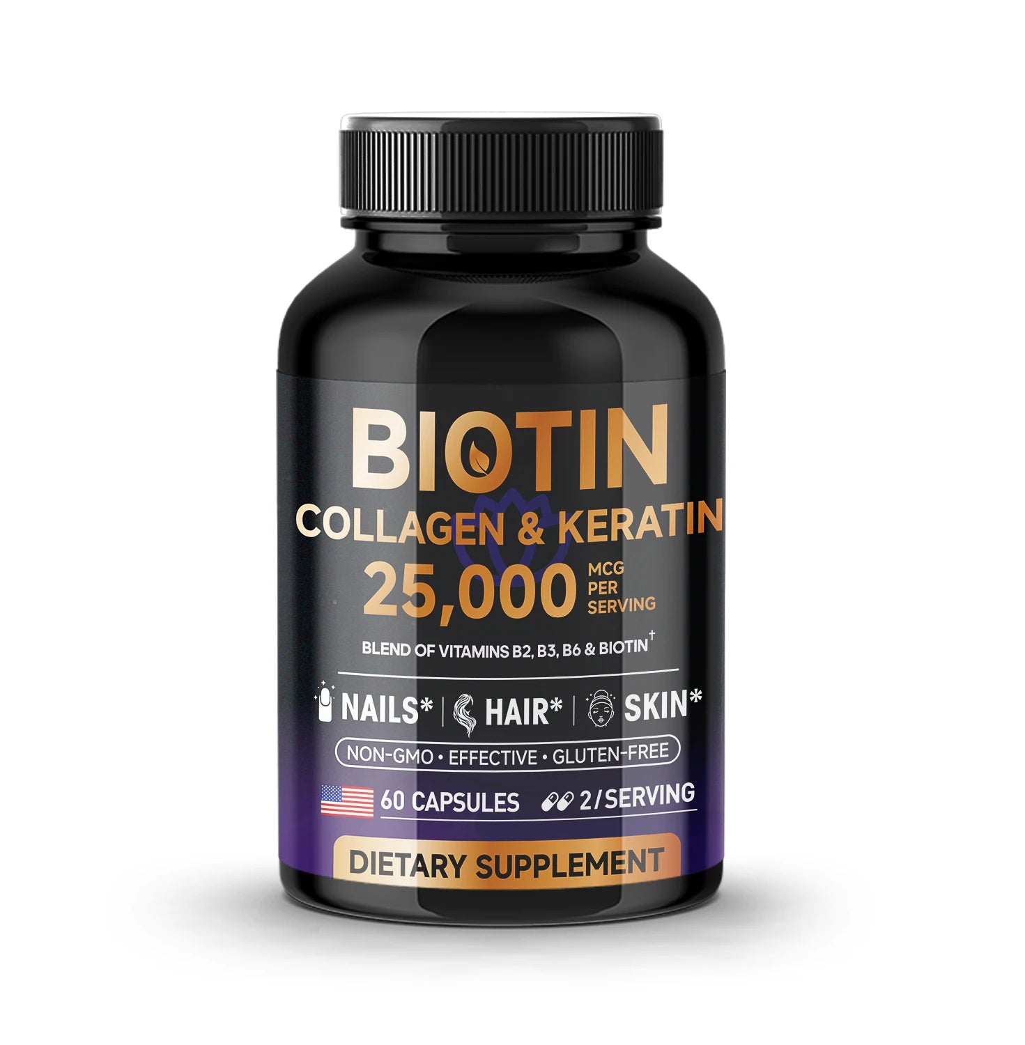 Biotin Collagen&Keratin 25000 mcg Vitamins B2, B3, B6