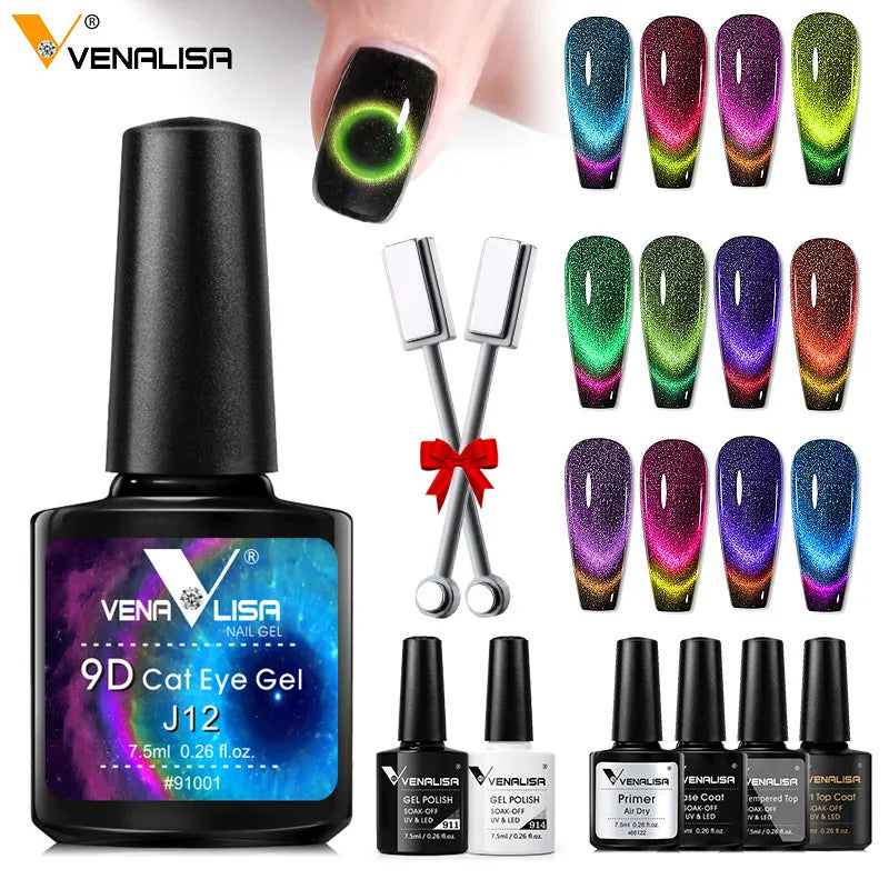 Venalisa 7.5ml Newest Nail Art Design Manicure Enamel 9D Cat Eyes Magnetic Gel Polish Kit Gel Nail Polish Lacquer Varnish