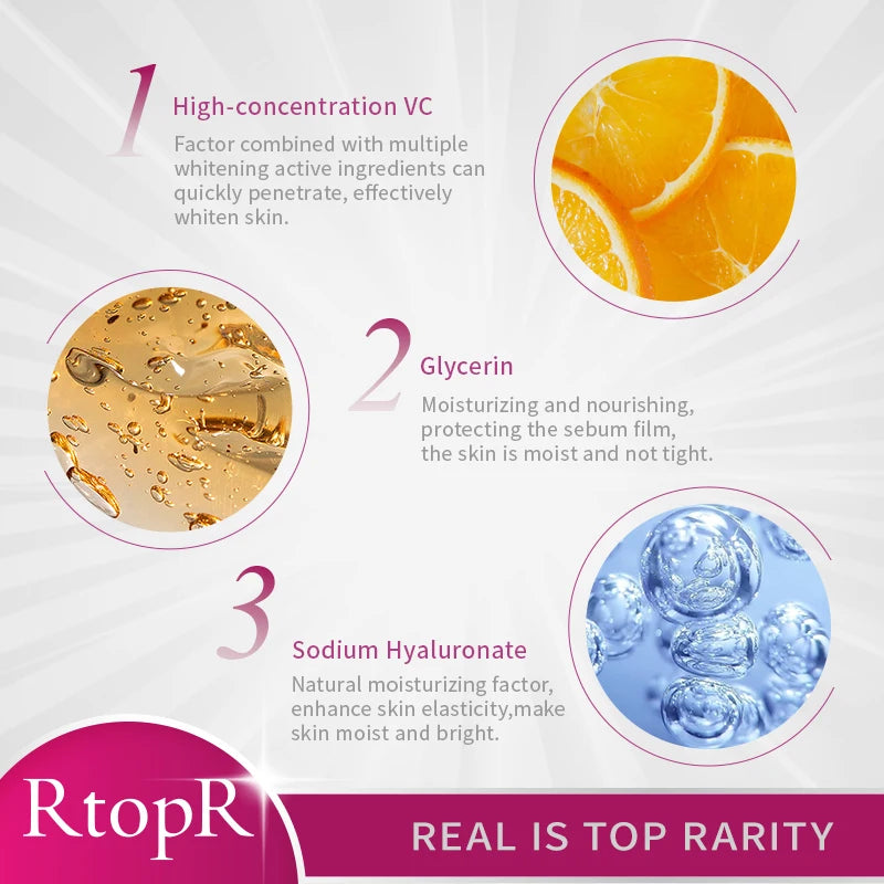 RtopR Vitamin C Facial Cream Whitening Moisturizing Brighting Lighten Melanin Remove Dullness Facial Skin Care Firming Day Cream