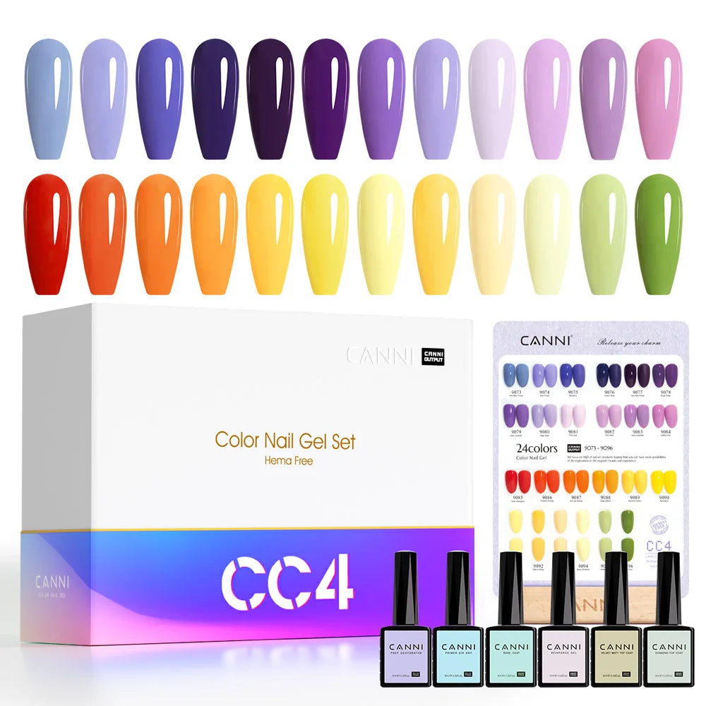 CC7 CANNI Nail Gel Polish VIP Kit 9ml HEMA FREE Soak Off UV LED Gel Nail Semi Permanent Glossy Diamond Top Coat Set 6/30pcs Set