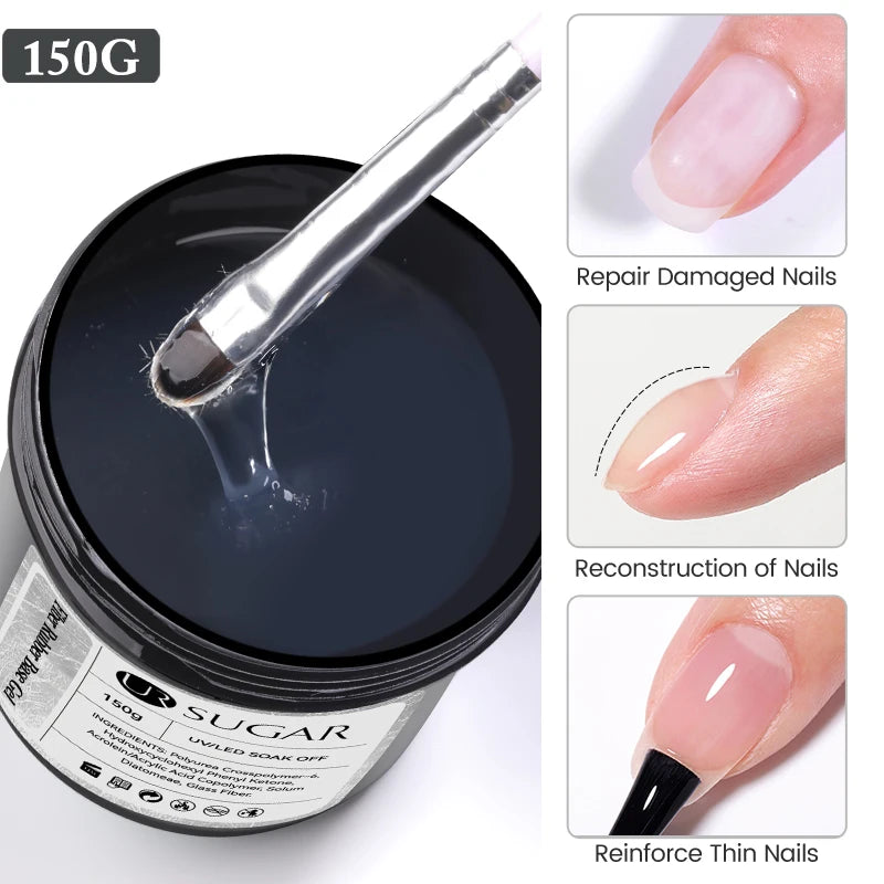 UR SUGAR 150g Rubber Base Gel Nail Polish Sparking Aurora Glitter Rubber Varnish Soak Off Semi permanent UV LED Gel Manicure