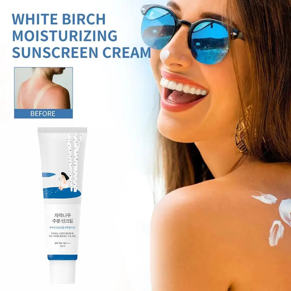 1/3Pcs Birch Juice Sunscreen SPF50+ PA++++ Creamy Sun Cream Moisturizing Strong UV Protection Sunblock Water Resistant Skin Care
