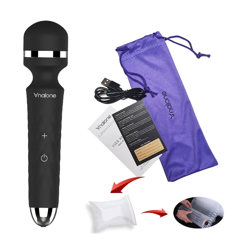 Nalone Powerful Vibrator 3 Nozzles USB Recharge Magic Wand