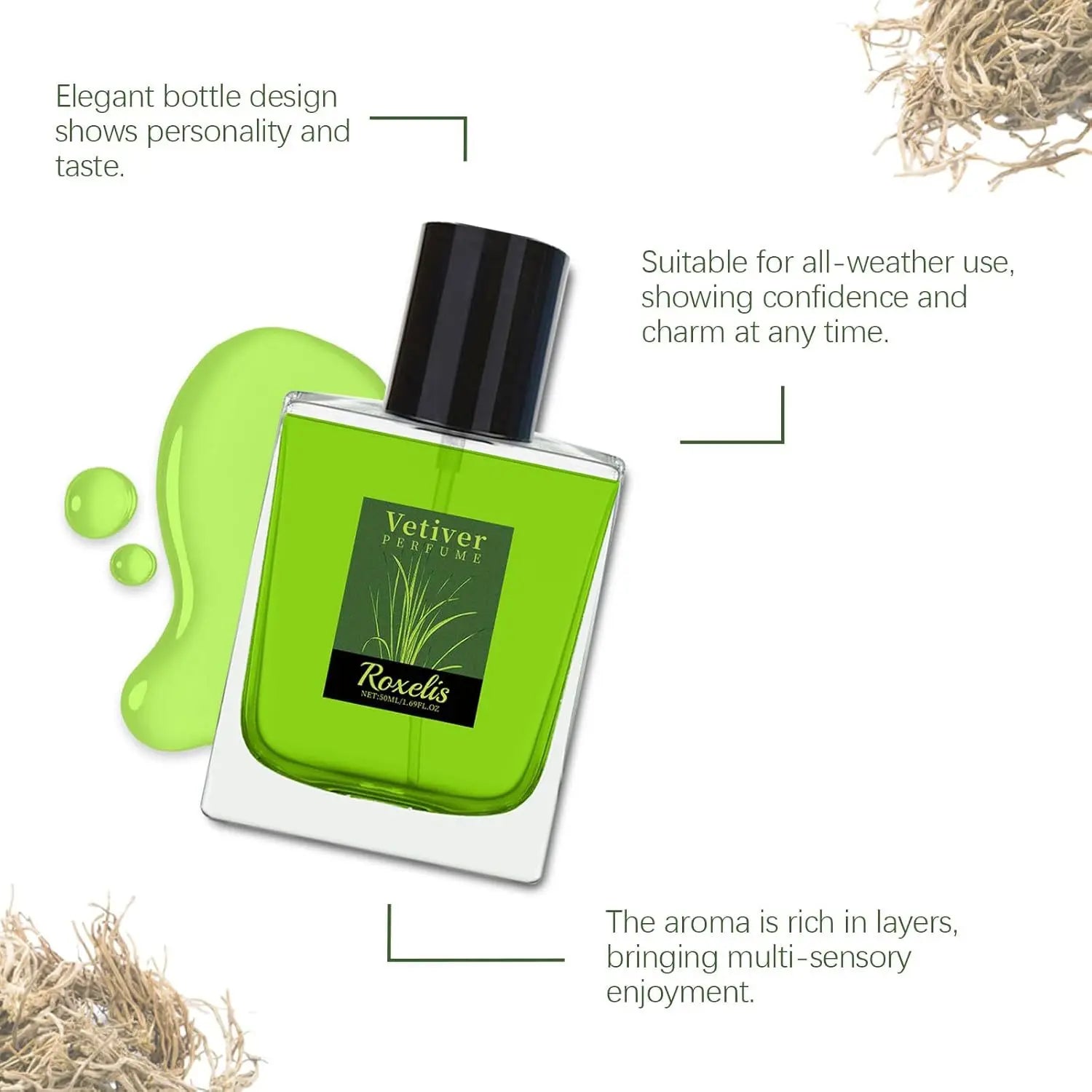 Vetiver Perfume Men 50ml Hair Perfume & Body Spray Long Lasting Fragrance Scent Perfume Spray for Women Fragrance Perfumes