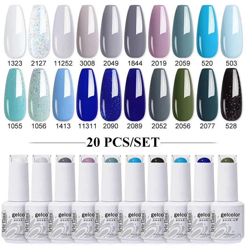 Arte Clavo 10/12/20pcs Gel Nail Polish Set 116 Colors Manicure Semi Permanent Soak Off UV  LED Design Nail Art Gel Varnish Kit