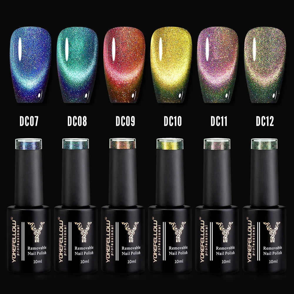 YOKEFELLOW Gel Nail Polish Set 10ml 6Pcs Green Soak Off UV LED Cure Gel Varnish for Nail Art Manicure DIY St. Patrick's Day