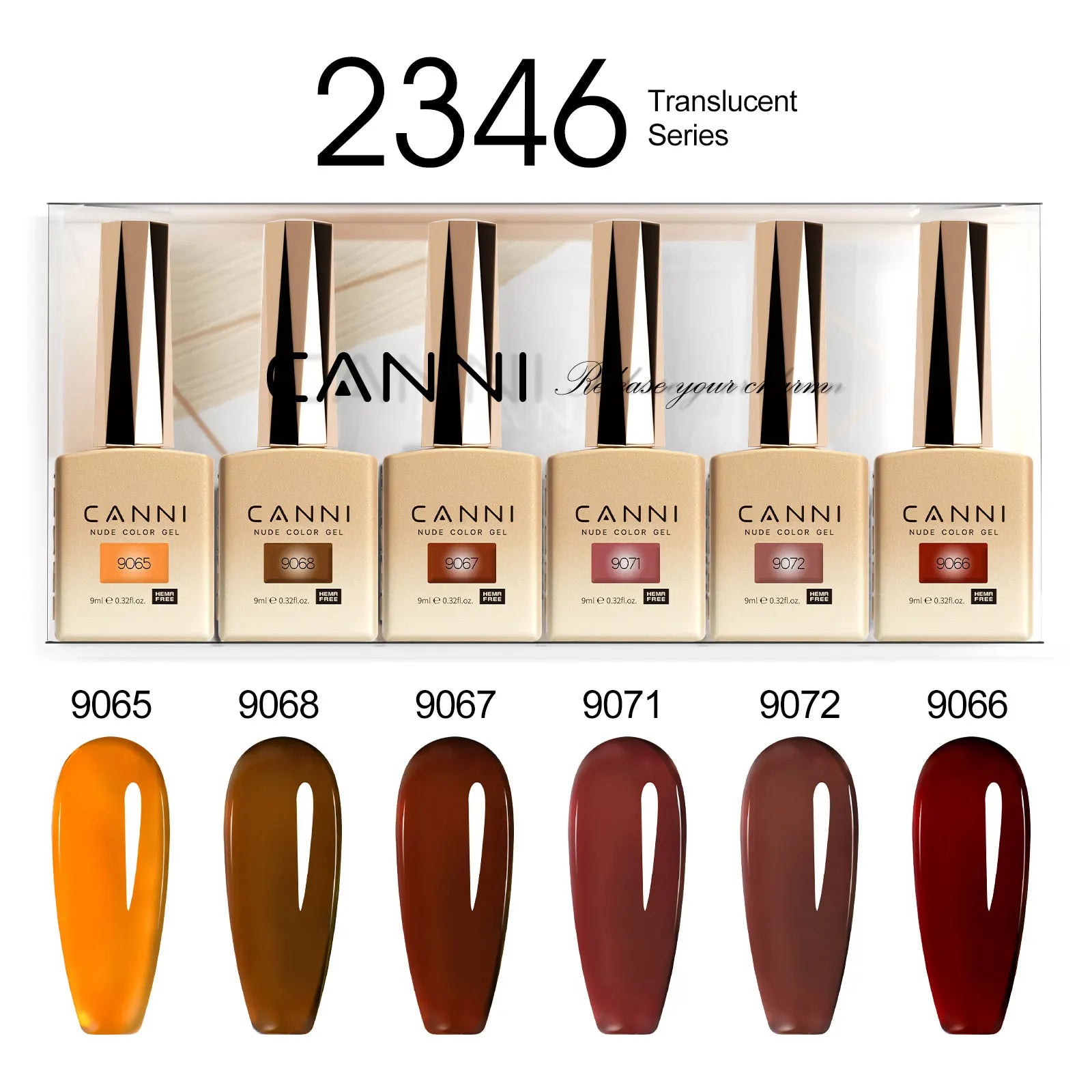 CANNI Nail Gel Polish Set Upgraded HEMA FREE Summer Nails Smooth Texture Ultra Gloss Top Coat Pigmented Gel Soak off UV LED Gel