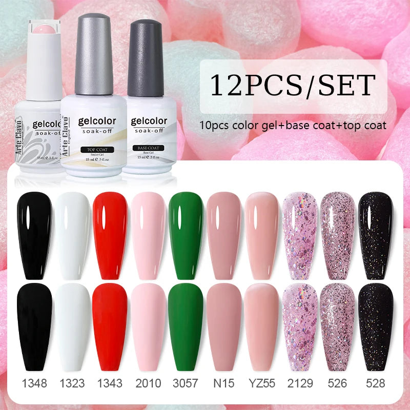 Arte Clavo 10/12/20pcs Gel Nail Polish Set 116 Colors Manicure Semi Permanent Soak Off UV  LED Design Nail Art Gel Varnish Kit