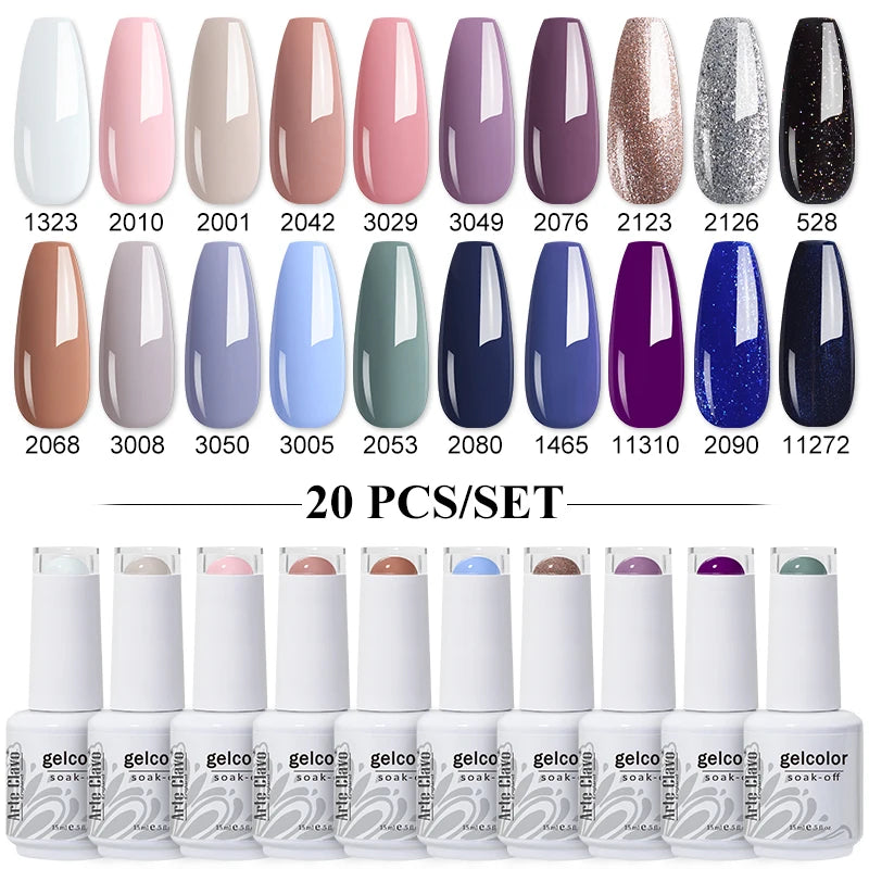 Arte Clavo 10/12/20pcs Gel Nail Polish Set 116 Colors Manicure Semi Permanent Soak Off UV  LED Design Nail Art Gel Varnish Kit