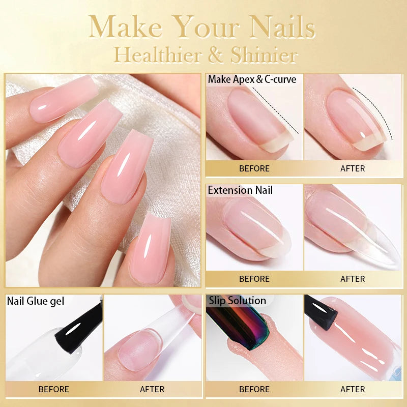 BORN PRETT 250g 10 IN 1 Nail Glue Gel Polish Transparent Color Gel Semi Permanent Soak Off UV Gel Function Gel Base Gel Nail Art