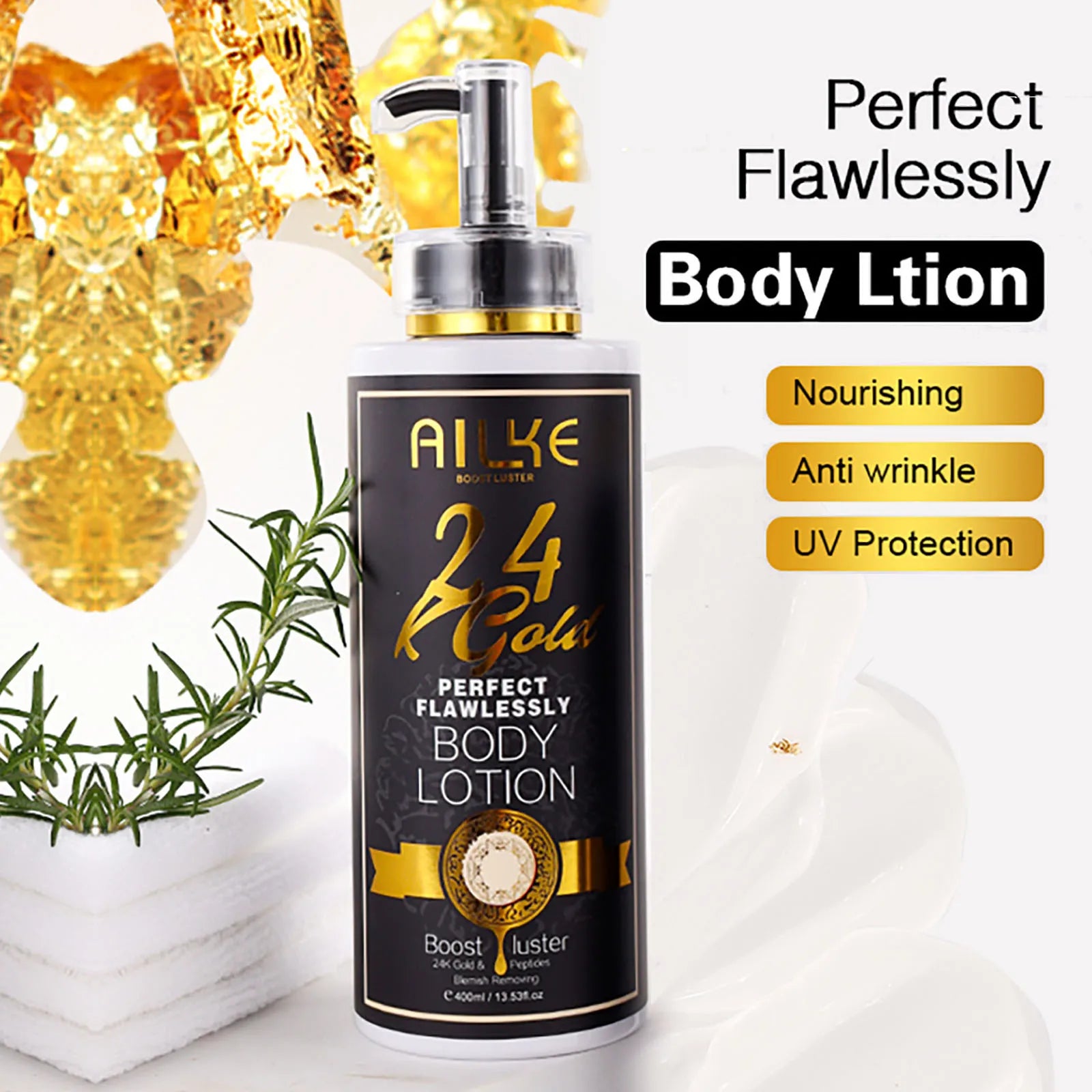 AILKE 24K Gold Perfect Flawlessly Whitening Set, Reduce Dark, Black Spots, Clean Skin, Moisturizing, Exfoliate, For Women, Men