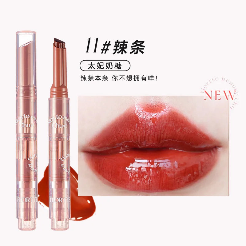 FLORTTE First Kiss Love Lipstick Pencil Lip Balm Mirror Shine Lip Glaze Lip Stick Korean Makeup Lipgloss