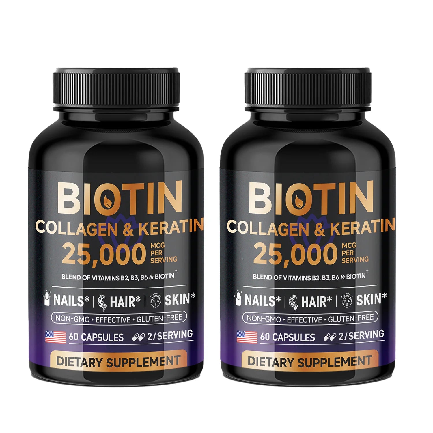 Biotin Collagen&Keratin 25000 mcg Vitamins B2, B3, B6