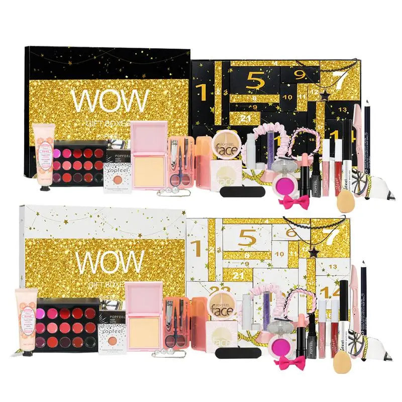 24 Days of Christmas Countdown Calendar box 24pcs girl makeup set All In One Makeup Kit Eyeshadow Lipstick Lip Gloss Foundation