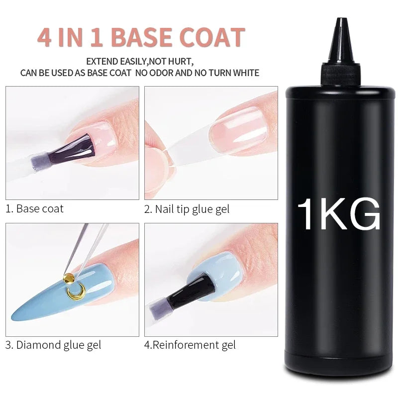 BOZLIN 1KG Super Shinny Top Coat UV Base Gel Polish Matte Top Coat Reinforce Gel Long Lasting Shinning Soak Off Nail Art Varnish