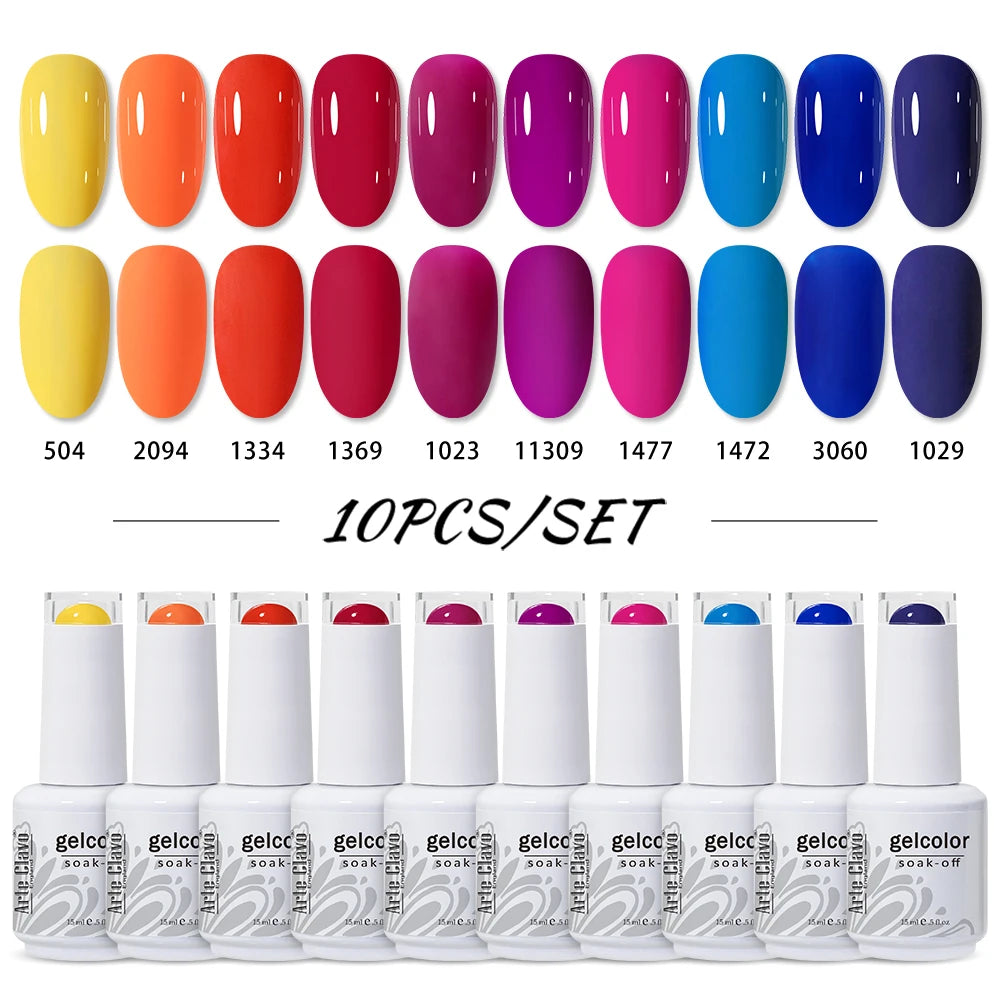 Arte Clavo 10/12/20pcs Gel Nail Polish Set 116 Colors Manicure Semi Permanent Soak Off UV  LED Design Nail Art Gel Varnish Kit