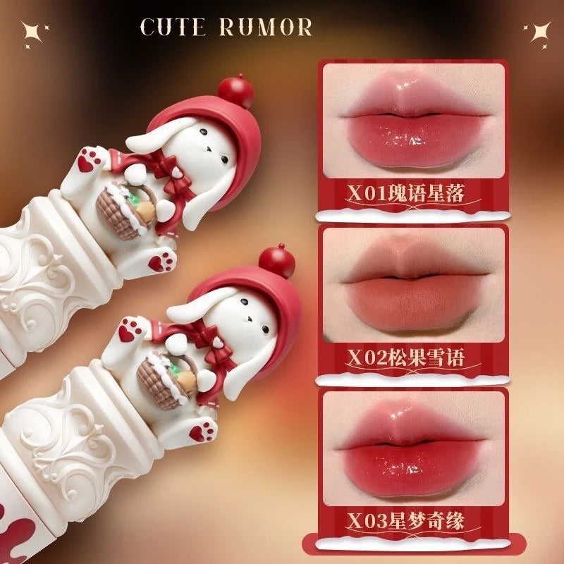 CUTE RUMOR Lip Mud Christmas Little Red Riding Hood Rabbit Lipstick Velvet Mist Matte Fine Sparkling Shimmer Lipgloss