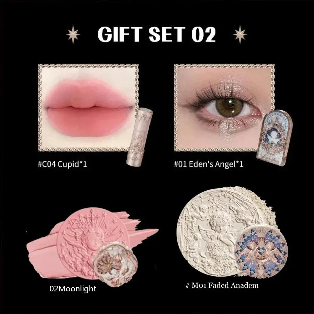 Flower Know Little Angel Collection Makeup Gift Box Eyeshadow Blush Cream Matte Lipstick Highlighter Full Kit All In One