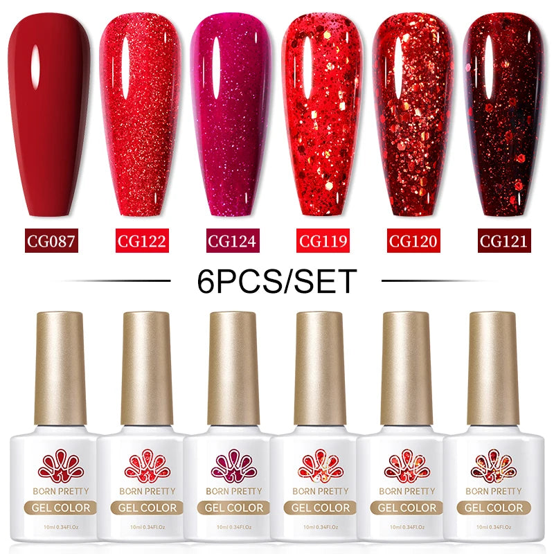 BORN PRETTY 6PCS Gel Polish Set 9D Polaris Cat Magnetic Soak Off UV LED Polish DIY Nail Art Manicure Varnish Base Top Coat