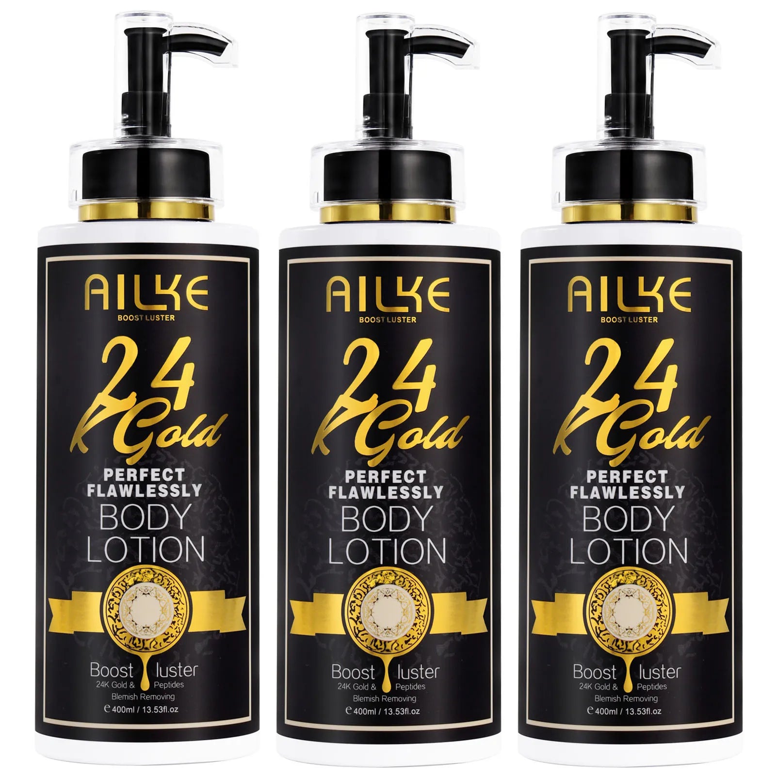 AILKE 24K Whitening Skin Care Set, Lightening, Remove Black Spots, Melanin, Stains, Even Skin Tone, Moisturizing, for All Skin