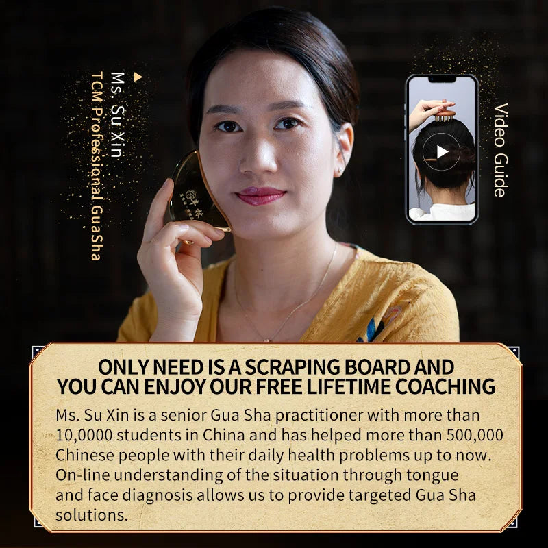 Head meridians massage comb copper wood meridians fine tooth comb needling Guasha scalp relax