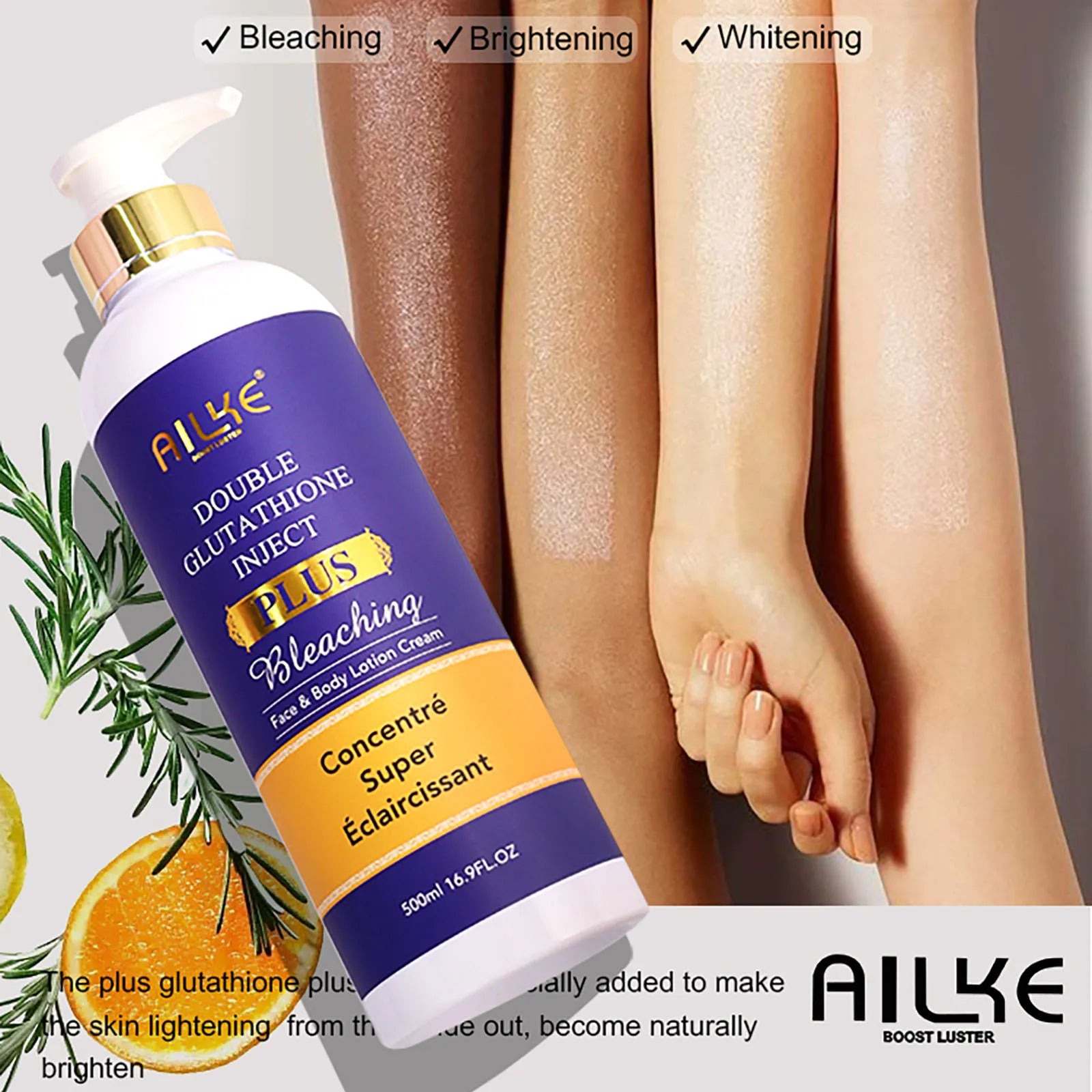 Private Label AILKE Skin Care Set Double-Glutathione Whitening Serum Dark Spot Face Cream Black Skin Soap Bleaching Body Lotion