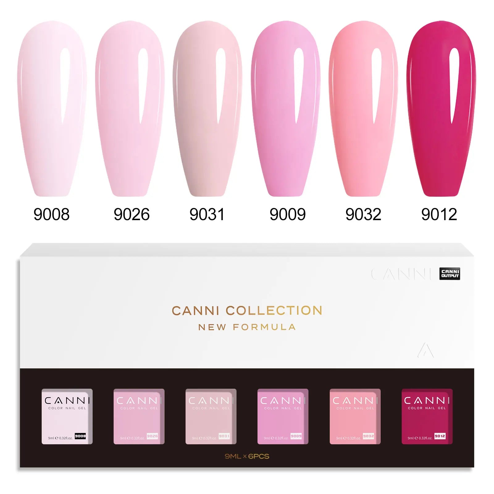 CANNI HEMA FREE Nail Gel Polish VIP Kit Jelly Amber Color Collection Semi Permanent French Nail Gorgeous Color 9ml*6pcs/set