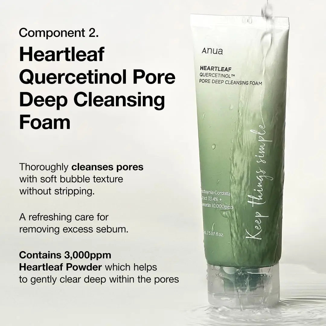 Anua Heartleaf Pore Cleansing Oil & Quercetinol Pore Deep Double Cleanser Facial Makeup Cleansing Skincare Set Beauty Products