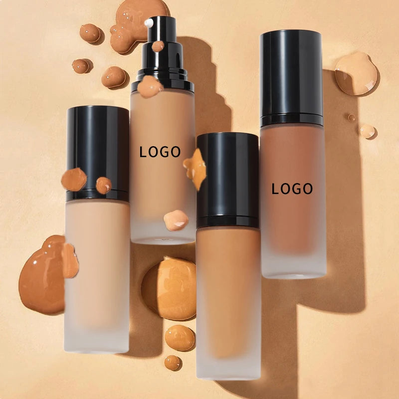 Liquid Foundation Long Lasting Private Label Matte Waterproof Makeup Foundations Vegan Dark Skin Cosmetics Wholesale Bulk