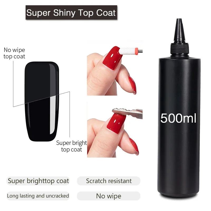 BOZLIN 1KG Super Shinny Top Coat UV Base Gel Polish Matte Top Coat Reinforce Gel Long Lasting Shinning Soak Off Nail Art Varnish