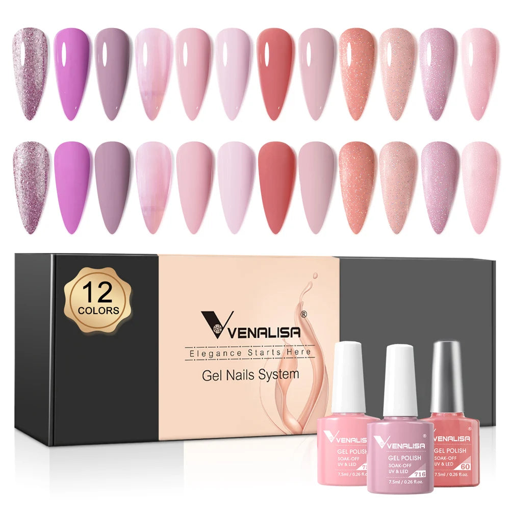 12pcs/kit Venalisa Nail Gel Polish Brown Earth Gorgeous Color Series Hema Free Perfectly Pigmented Nail Salon Gel Lacquer