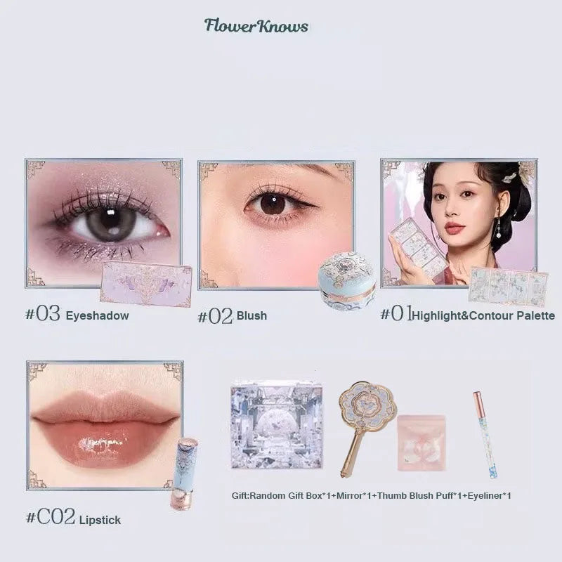 Flowerknows Butterfly Cloud Collar Collection Gift Set Makeup Set Blush Lipstick Eyeshadow Palette All In One Box For Women