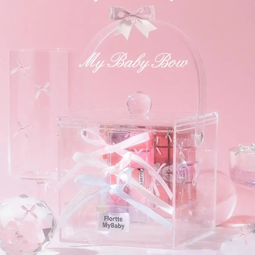 FLORTTE 10 Color Lip Cream Frozen Jelly Lip gloss Palette Gift Box All In From The Peng Peng Princess Collection Makeup 6Pcs Set