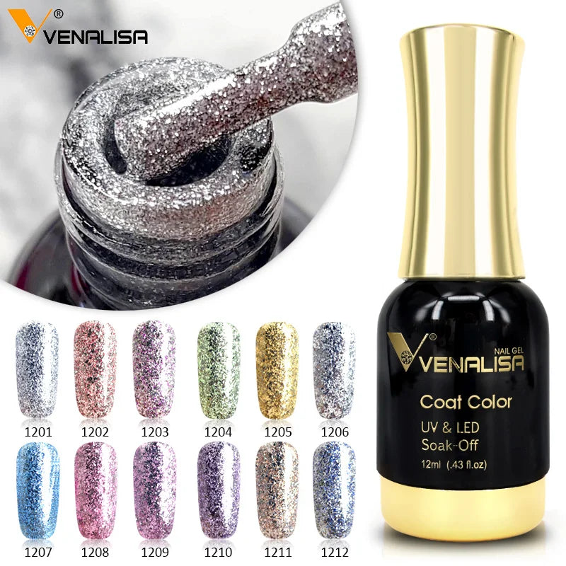 Venalisa Jelly Pink Kit 12ml Gel Nail Polish Full Coverage Platinum Pigment Fall Color Gorgeous Color Soak Off UV LEDGel Varnish