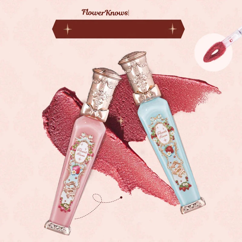 Flower Know Strawberry Rococo Cloud Liquid Lipstick Cream Lip Glaze Matte Milk Tea korean Makeup Long Lasting Lipgloss